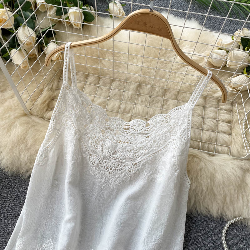 Summer New Style Retro Bohemian Embroidery Lace Square Collar Age Reduction All-match Camisole Female Sweet Blouse Women KK520