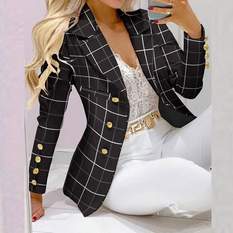 Fashion Women Commute Solid Color Outfits Elegant Chic Single-breasted Jackets And High Waist Long Pants Sets Lady 2PC Sets