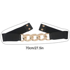 Fashion Punk Women Elastic Wide Belts PU Leather Thick Chain Waist Strap Dress Coat Sweater Lady Decorative Waistband