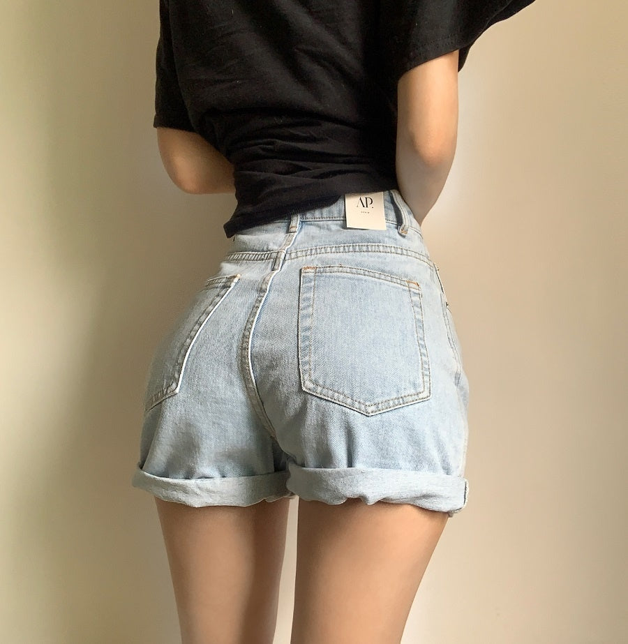 Belt High Waist Denim Shorts Looks Thin Fashion Summer Hot Sexy Korean Women Summer Boho Casual Shorts Green 9CTX