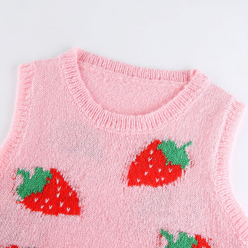 Tossy Summer Fashion Strawberry Sweater Knitted Vest For Women Y2K Korean Preppy-Style Sleeveless Top Casual Tank Top 2022 New