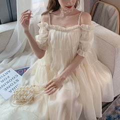Elegant Fairy Strap Dress Women Sweet Ruffle Designer Casual Party Kawaii Dress Classy Korean Princess Mini Summer Dresses 2022