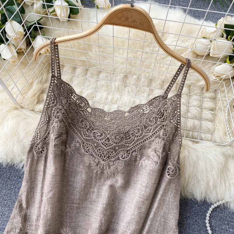 Summer New Style Retro Bohemian Embroidery Lace Square Collar Age Reduction All-match Camisole Female Sweet Blouse Women KK520