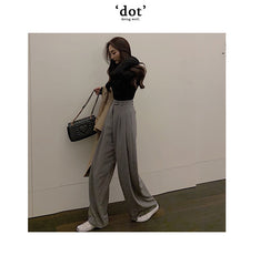 Lizakosht  Wonder Spring Autumn Female Wide Leg Pant Women Long Pants Ladies High Quality Vintage Casual Straight Trousers