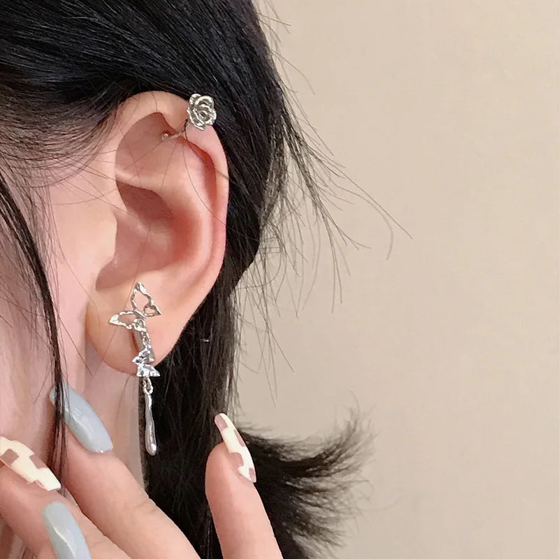 Lizakosht Fashion Design Korean Delicate Zircon Butterfly Clip Earrings Women Elegant Pearl No Piercing Cartilage Ear Jewelry