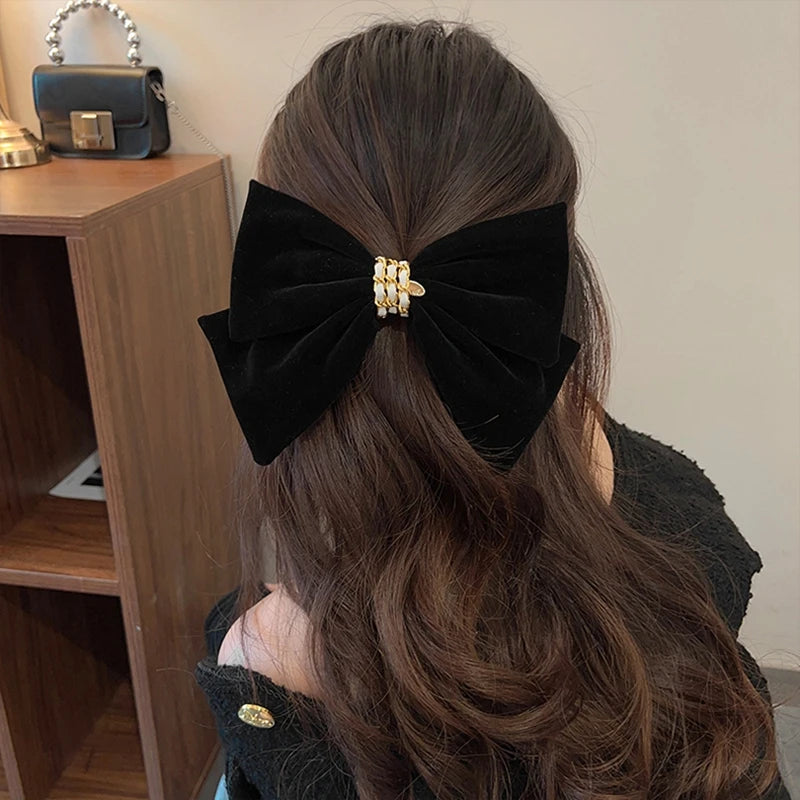 Lizakosht Korean Trendy Elegant Winter Bowknot Hair Clips For Women Velvet Barrettes Wedding Party Headwear Accessories Jewelry