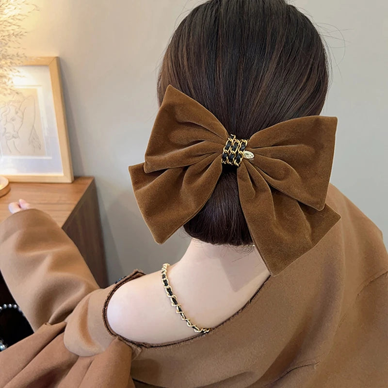 Lizakosht Korean Trendy Elegant Winter Bowknot Hair Clips For Women Velvet Barrettes Wedding Party Headwear Accessories Jewelry