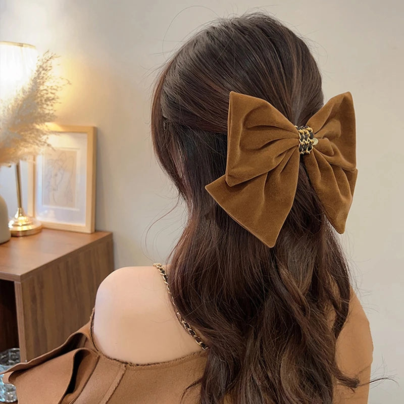 Lizakosht Korean Trendy Elegant Winter Bowknot Hair Clips For Women Velvet Barrettes Wedding Party Headwear Accessories Jewelry