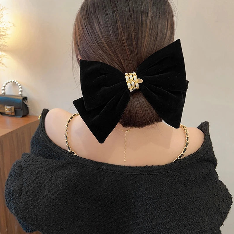 Lizakosht Korean Trendy Elegant Winter Bowknot Hair Clips For Women Velvet Barrettes Wedding Party Headwear Accessories Jewelry