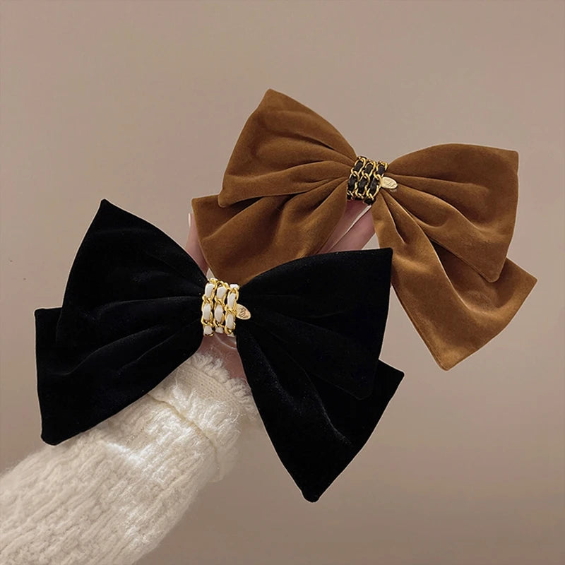 Lizakosht Korean Trendy Elegant Winter Bowknot Hair Clips For Women Velvet Barrettes Wedding Party Headwear Accessories Jewelry