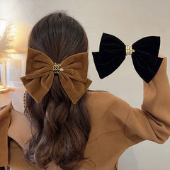 Lizakosht Korean Trendy Elegant Winter Bowknot Hair Clips For Women Velvet Barrettes Wedding Party Headwear Accessories Jewelry