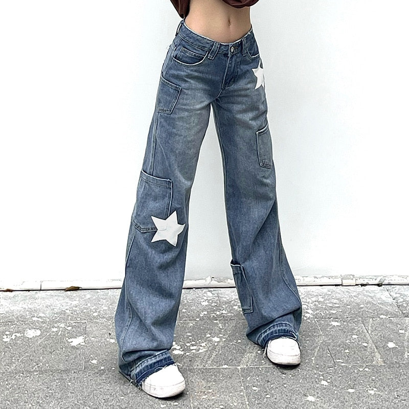 Lizakosht Streetwear Fashion Boyfriend Jeans for Women Harajuku Straight Casual Loose Hip Hop Black Jeans Women Grunge Aesthetic Trousers