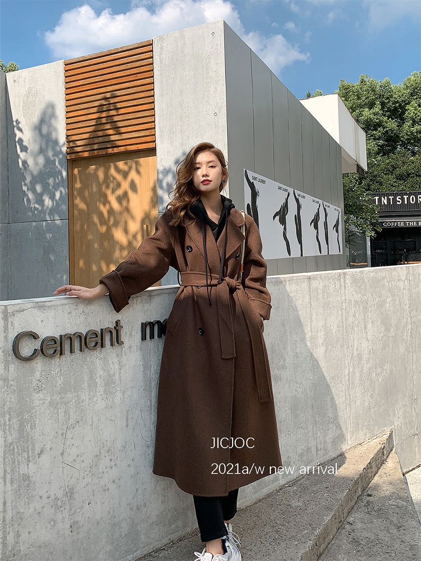 Elegant Long 100%Wool Blend Coat Women Loose Jacket Female Overcoat Women Jacket Winter Coat Jacket Outwear Oversized Harajuku