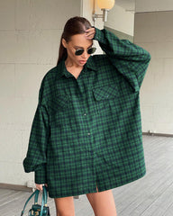 Lizakosht Street Style Red Plaid Shirts Women Irregular Long Sleeves Oversized Blouses Spring 2023 Loose Gingham Tops Trendy