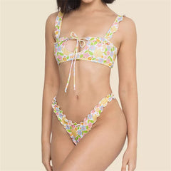 Lizakosht Sexy Hollow Out Push Up Swimwear Mujer New Portugal Bikini Set Print Swimsuit Women Ruffles Beachwear Summer Biqiuni