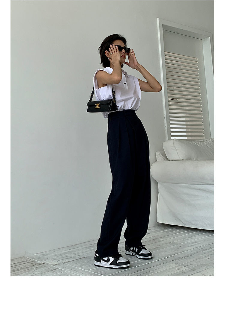 Khaki Wide Leg Women's Pantsuit Baggy Classic Pants Vintage Palazzo Office Elegant Casual Trouser Female Work High Waist Pants