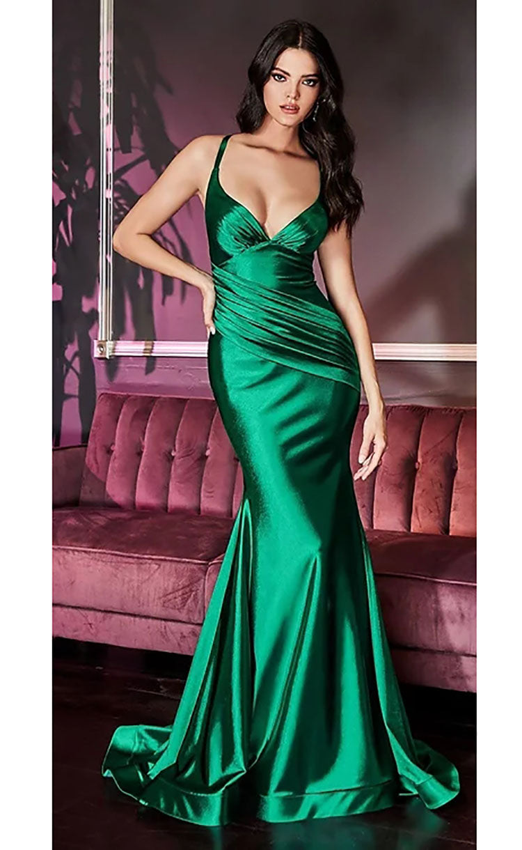 Summer Women's Prom Dress V-Neck Sling Sleeveless Solid Dresses Sexy Backless Skinny Green Satin Dress