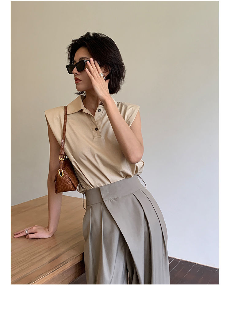 Khaki Wide Leg Women's Pantsuit Baggy Classic Pants Vintage Palazzo Office Elegant Casual Trouser Female Work High Waist Pants