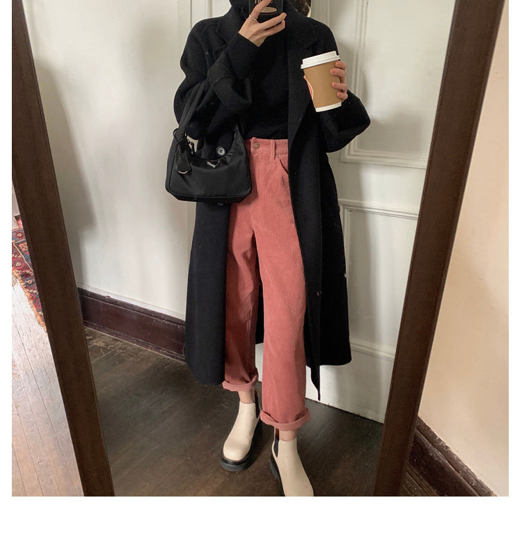 Elegant Long 100%Wool Blend Coat Women Loose Jacket Female Overcoat Women Jacket Winter Coat Jacket Outwear Oversized Harajuku