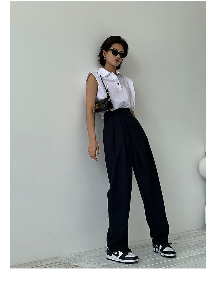 Khaki Wide Leg Women's Pantsuit Baggy Classic Pants Vintage Palazzo Office Elegant Casual Trouser Female Work High Waist Pants