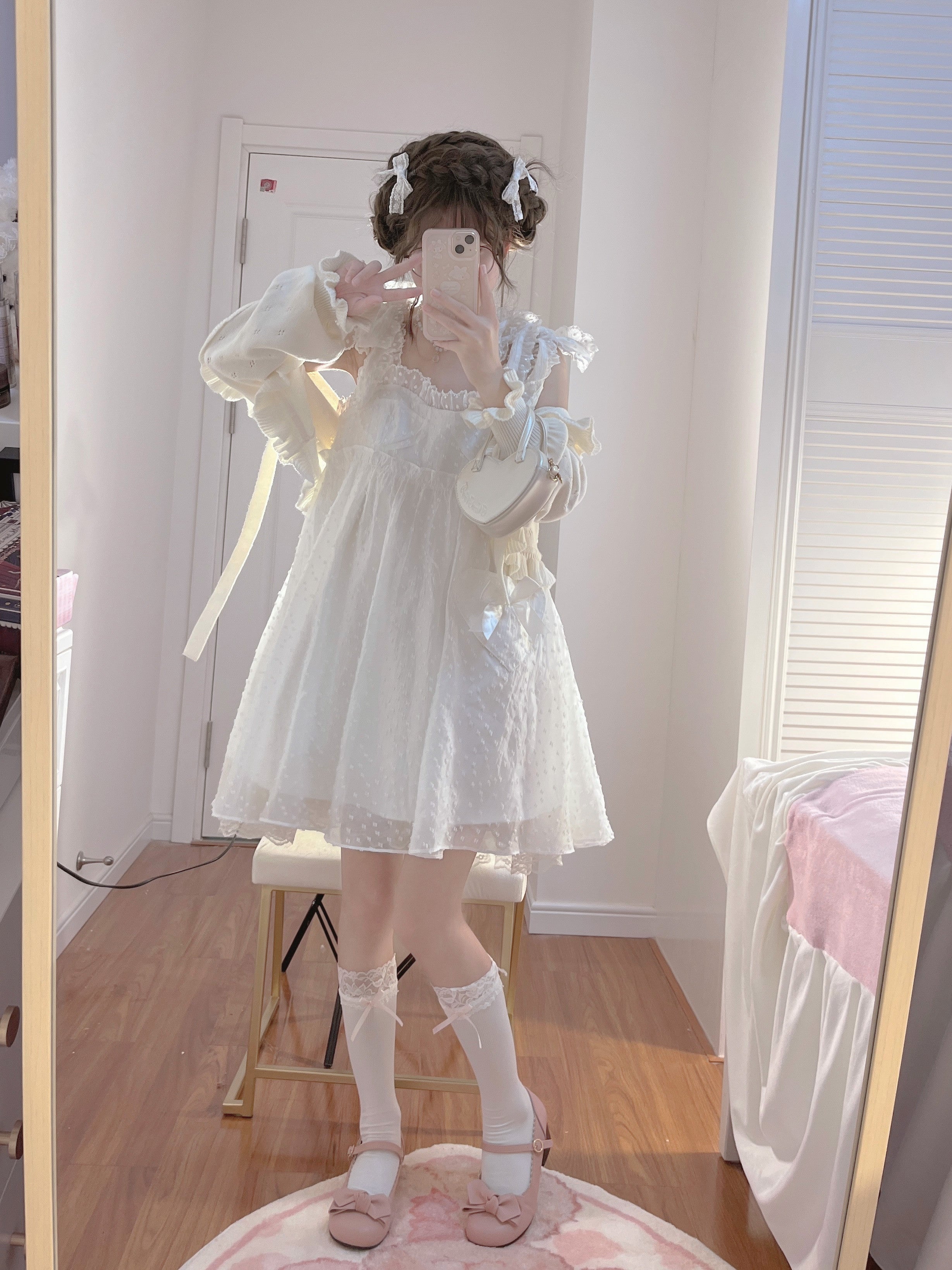 White Kawaii Sweet Dress Women Summer 2022 Korean Chic Elegant Party Mini Dress Fairy Casual Japanese Lolita Princess Cute Dress