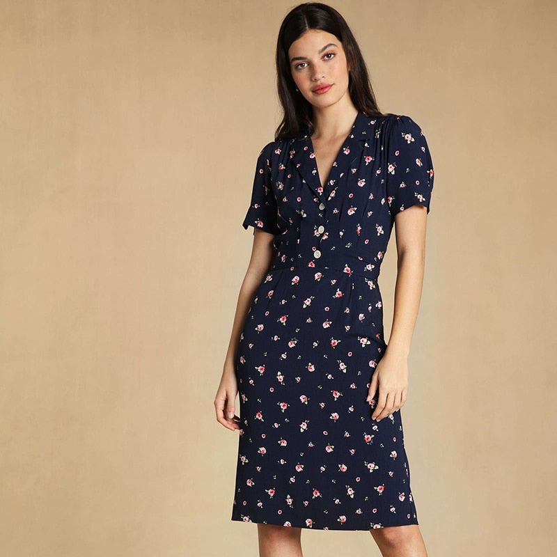 Polka Dot Print Midi Dress Woman Elegant Embroidery Short Sleeve V-neck Vestidos 2022 Summer Femme Vintage Casual Long Robes