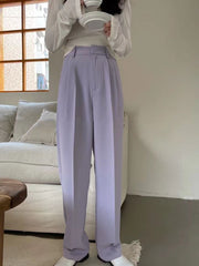 Lizakosht Spring Summer Women New Korean Style Casual High Waist Straight Suit Pants Casual New Fashion Elegant Trousers Female