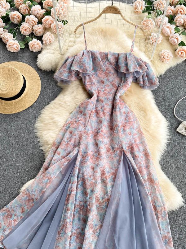 Summer Off Shoulder Dress For Women Maxi A-Line Party Elegant Printed Fashion Outfits Clothing