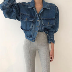 Coats Jackets Women Top 2022 Sexy Puff Long Sleeve Y2k Clothes Cropped Jacket Streetwear Women's Denim Shirt