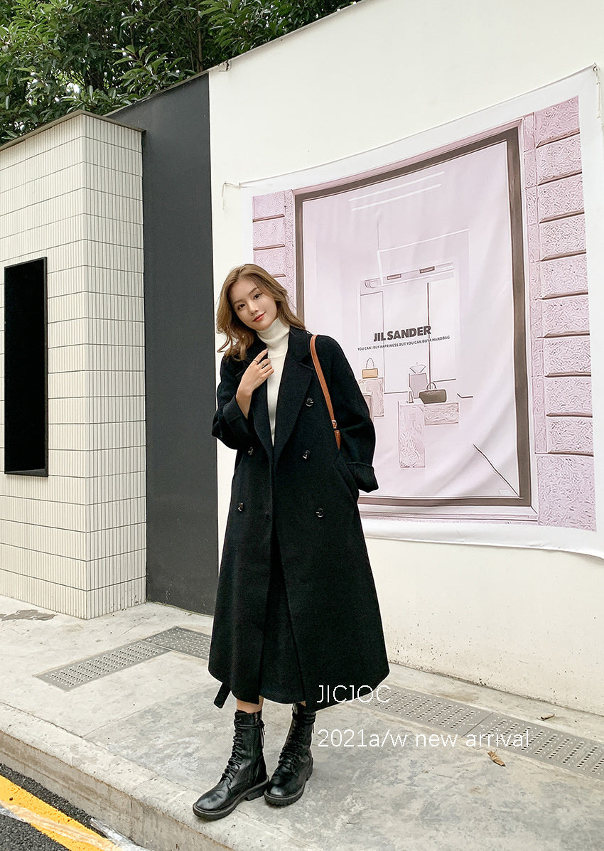 Elegant Long 100%Wool Blend Coat Women Loose Jacket Female Overcoat Women Jacket Winter Coat Jacket Outwear Oversized Harajuku