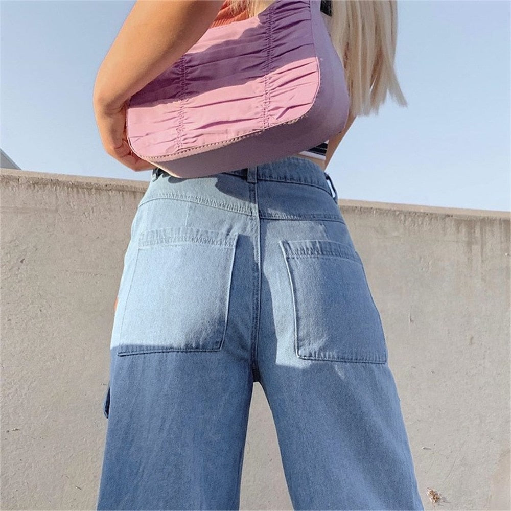 Lizakosht Vintage Womens Jeans High Waist Straight Baggy Pants Streetwear American Style Fashion Wide Leg Denim Trouse Pantalones De Mujer