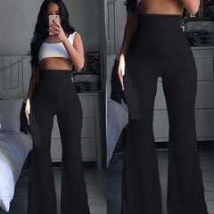 Lizakosht Summer Women Fashion Woman Pants Hippie High Waist Bell Bottoms Ladies Stretch Flare Trousers Office Lady Solid Pink Pants