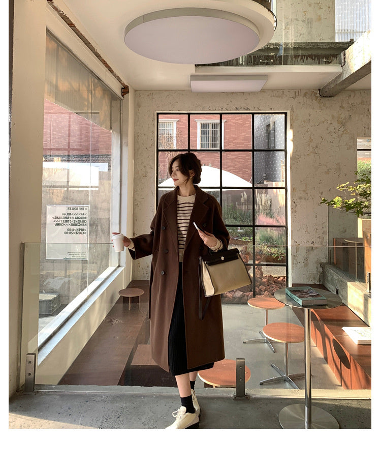 Elegant Long 100%Wool Blend Coat Women Loose Jacket Female Overcoat Women Jacket Winter Coat Jacket Outwear Oversized Harajuku