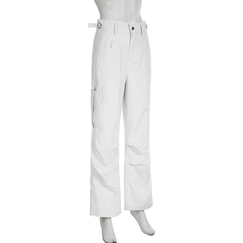 Lizakosht White Vintage Loose Casual Jeans High Waist New Women's Cargo Pants Full Length Slim American Style Fashion Female Jeans