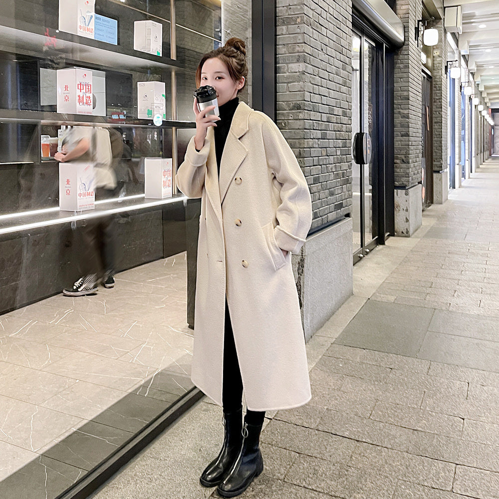 Elegant Long 100%Wool Blend Coat Women Loose Jacket Female Overcoat Women Jacket Winter Coat Jacket Outwear Oversized Harajuku