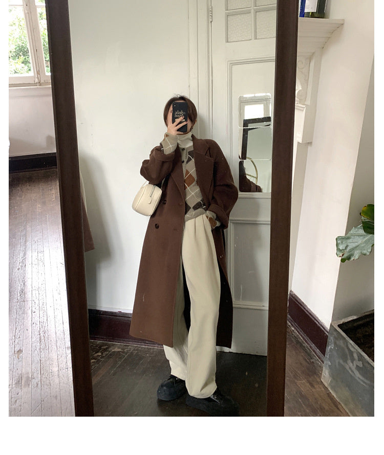 Elegant Long 100%Wool Blend Coat Women Loose Jacket Female Overcoat Women Jacket Winter Coat Jacket Outwear Oversized Harajuku