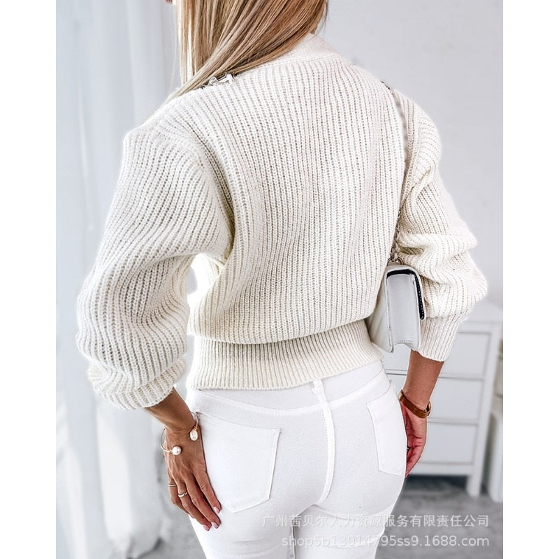 Lizakosht Pearls Frill Hem Knitted Cardigan Sweater Top for Women INS Y2K Clothes Long Sleeve V Neck Corset Knitwear