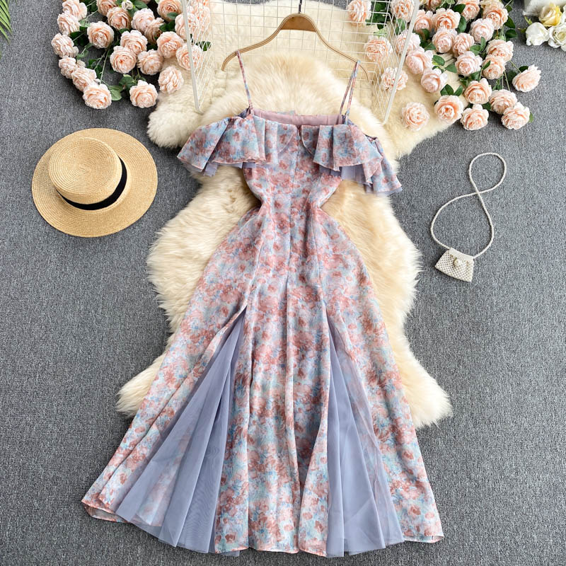 Summer Off Shoulder Dress For Women Maxi A-Line Party Elegant Printed Fashion Outfits Clothing