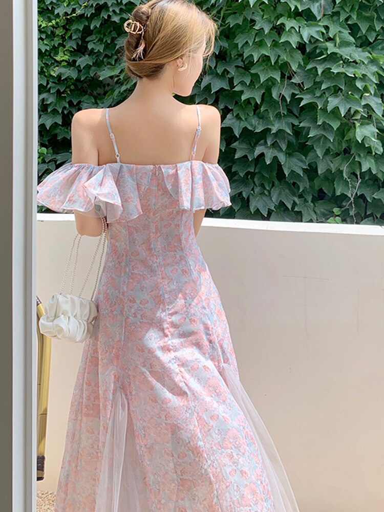 Summer Off Shoulder Dress For Women Maxi A-Line Party Elegant Printed Fashion Outfits Clothing