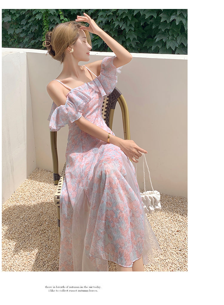 Summer Off Shoulder Dress For Women Maxi A-Line Party Elegant Printed Fashion Outfits Clothing