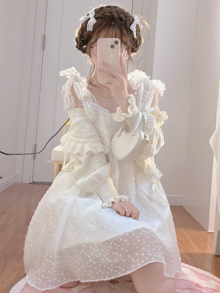 White Kawaii Sweet Dress Women Summer 2022 Korean Chic Elegant Party Mini Dress Fairy Casual Japanese Lolita Princess Cute Dress