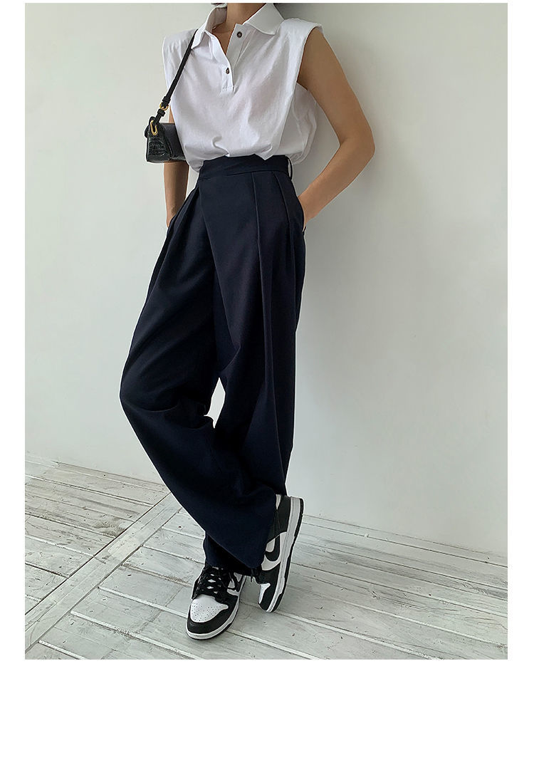 Khaki Wide Leg Women's Pantsuit Baggy Classic Pants Vintage Palazzo Office Elegant Casual Trouser Female Work High Waist Pants