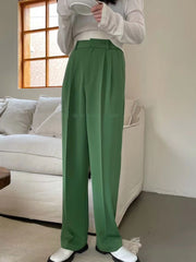 Lizakosht Spring Summer Women New Korean Style Casual High Waist Straight Suit Pants Casual New Fashion Elegant Trousers Female