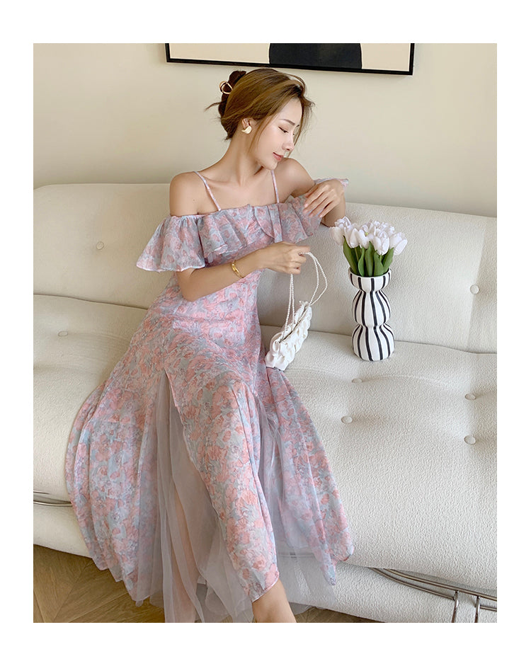 Summer Off Shoulder Dress For Women Maxi A-Line Party Elegant Printed Fashion Outfits Clothing