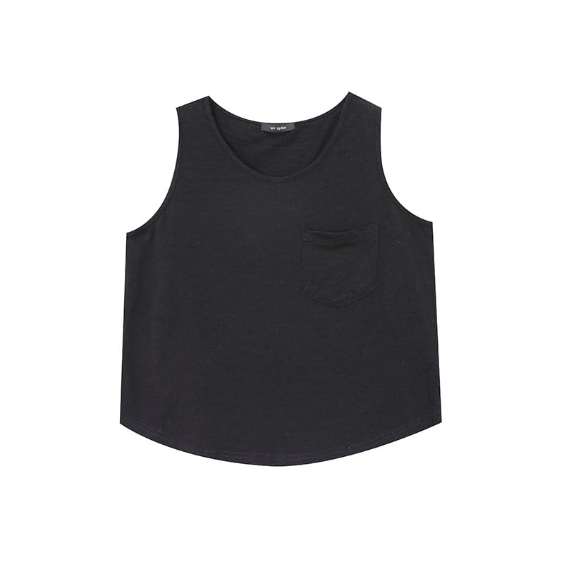 Lizakosht Newly 100% Cotton Tank Top Women 2023 Summer Loose Sleeveless O-Neck Sexy Streetwear Top Sports Vest Vintage Clothes Ropa Mujer