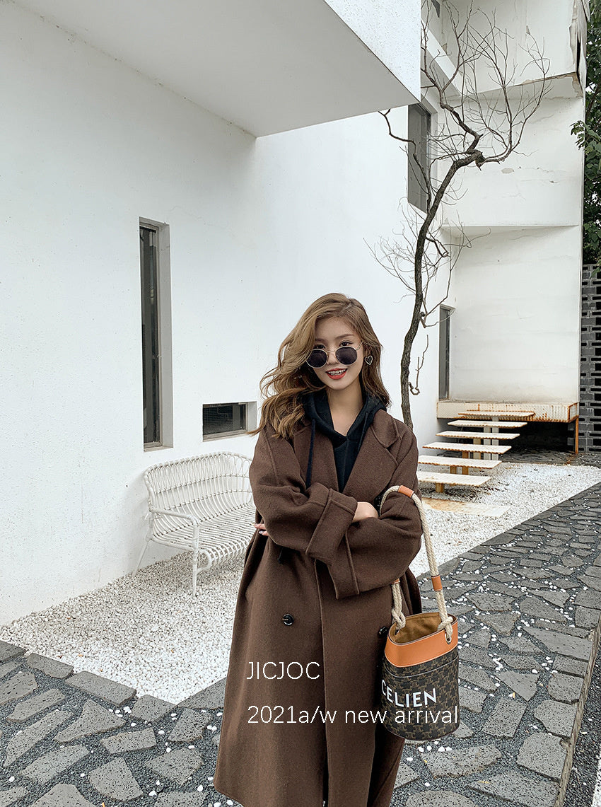 Elegant Long 100%Wool Blend Coat Women Loose Jacket Female Overcoat Women Jacket Winter Coat Jacket Outwear Oversized Harajuku