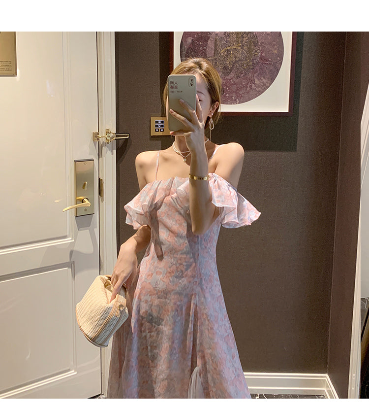 Summer Off Shoulder Dress For Women Maxi A-Line Party Elegant Printed Fashion Outfits Clothing