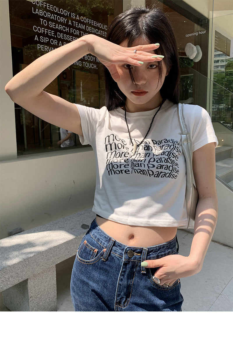 Lizakosht Twisted Letter Print Graphic Tees Women Y2k Crop Top Short Sleeve Korean 2022 Summer Grunge Aesthetic Tee Shirt Femme