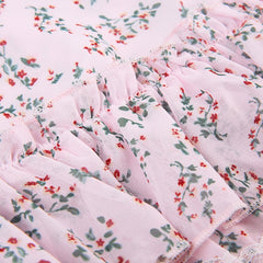 Lizakosht Chiffon Skirts Women Floral Ruffle Lace Patchwork Mini Skirt for Sweet Girl Kawaii Clothes