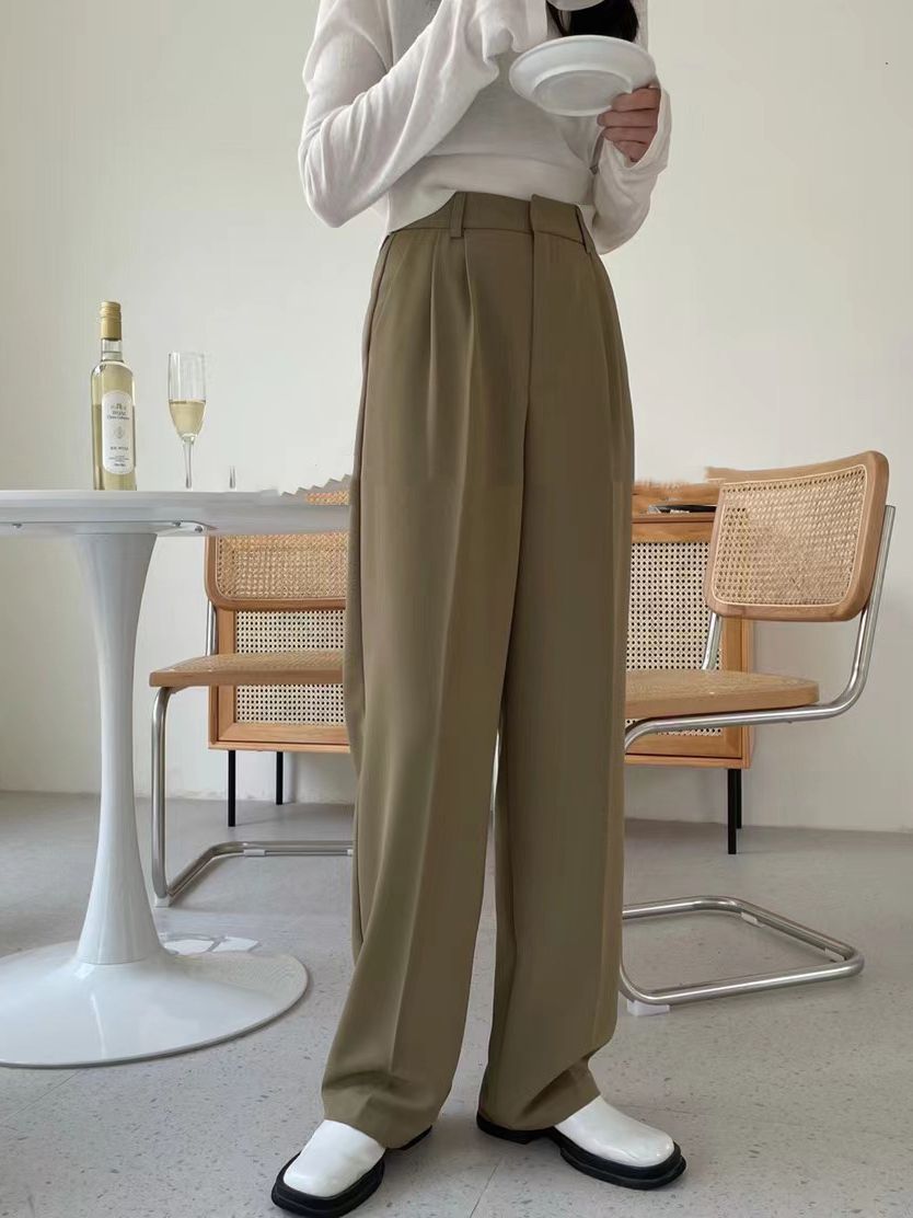 Lizakosht Spring Summer Women New Korean Style Casual High Waist Straight Suit Pants Casual New Fashion Elegant Trousers Female